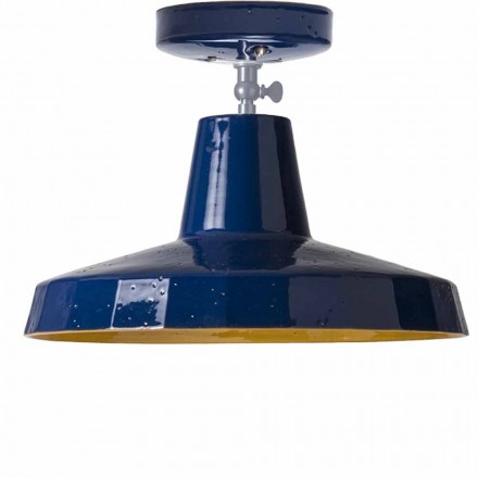 Lámpara de techo en mayólica toscana y latón, 42 cm, Rossi - Toscot Viadurini