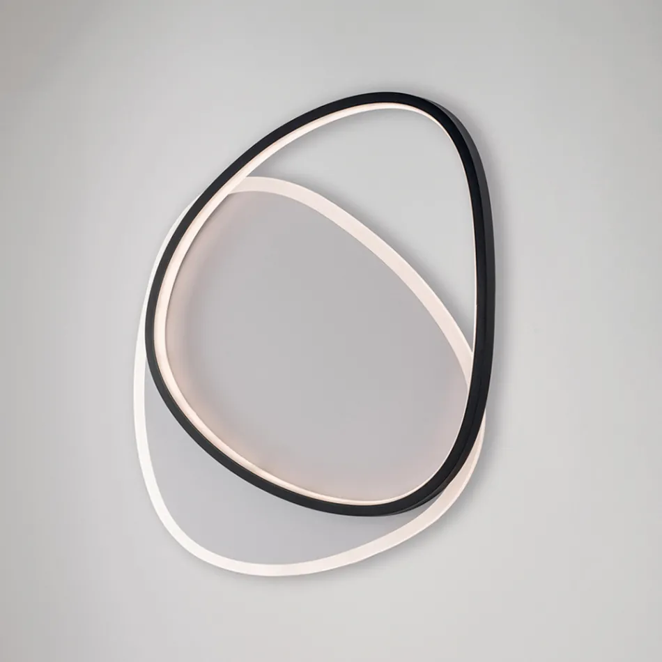 Lámpara de techo LED de metal blanco y negro Ophiuchus para iluminación interior Viadurini