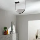 Lámpara de Techo en Metal Pintado e Inserto Extraíble en Vidrio Granulado - Catalpa Viadurini