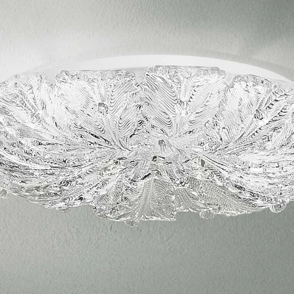 Plafón de Cristal Veneciano y Metal Blanco Made in Italy - Artemide Viadurini