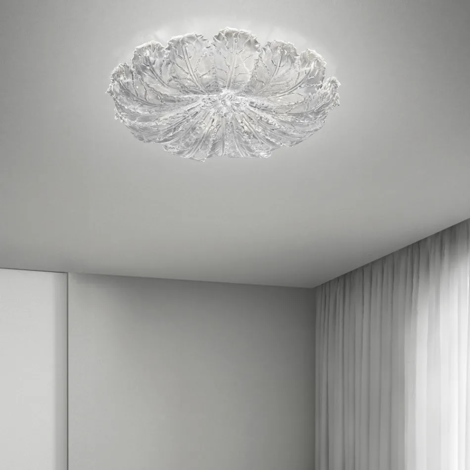 Plafón de Cristal Veneciano y Metal Blanco Made in Italy - Artemide Viadurini