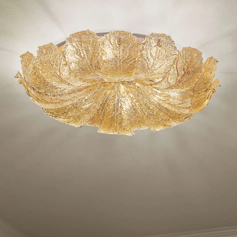 Plafón de Cristal Veneciano y Metal Blanco Made in Italy - Artemide Viadurini