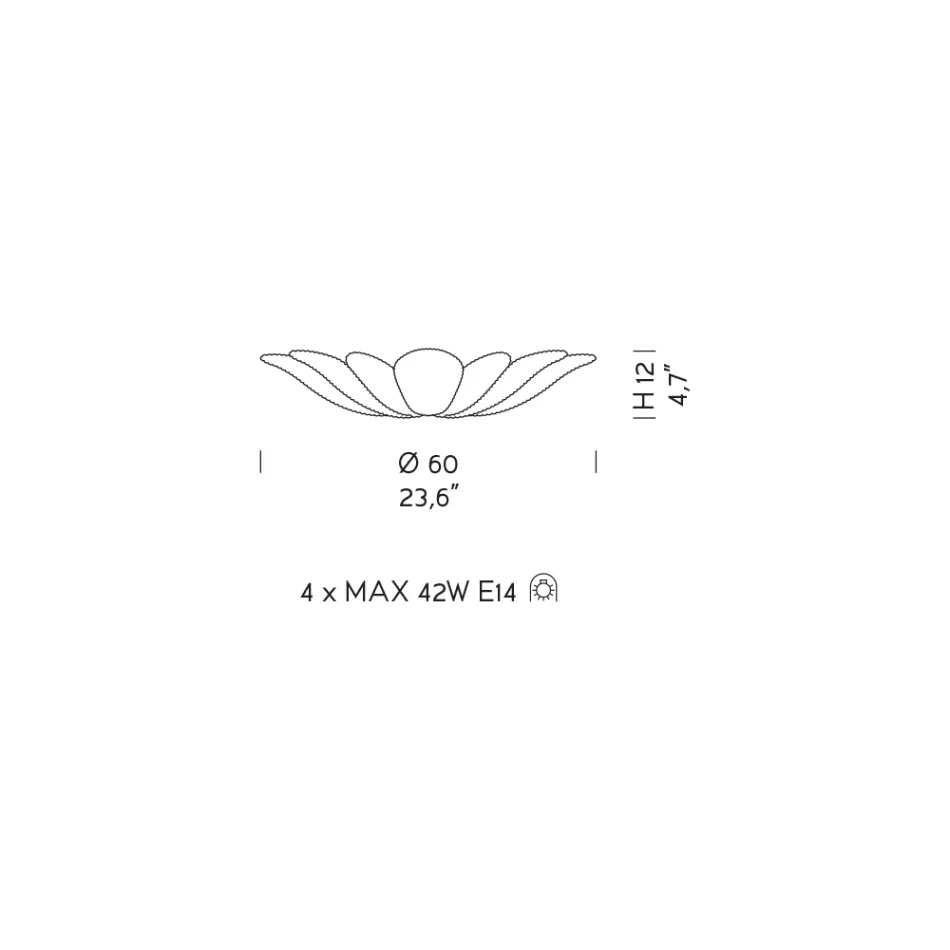 Plafón de Cristal Veneciano y Metal Blanco Made in Italy - Artemide Viadurini