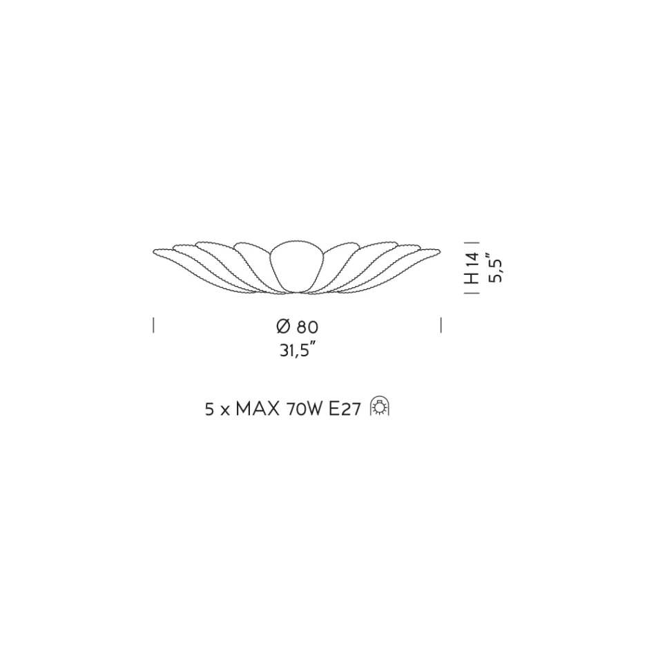 Plafón de Cristal Veneciano y Metal Blanco Made in Italy - Artemide Viadurini