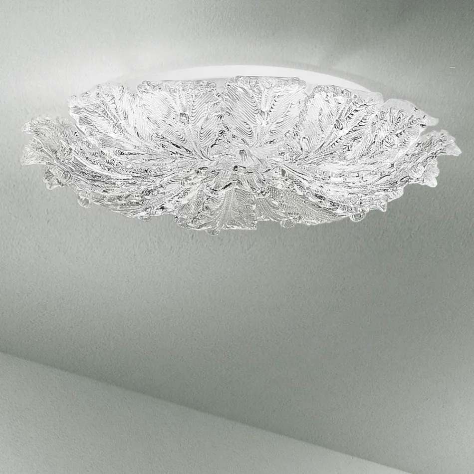 Plafón de Cristal Veneciano y Metal Blanco Made in Italy - Artemide Viadurini