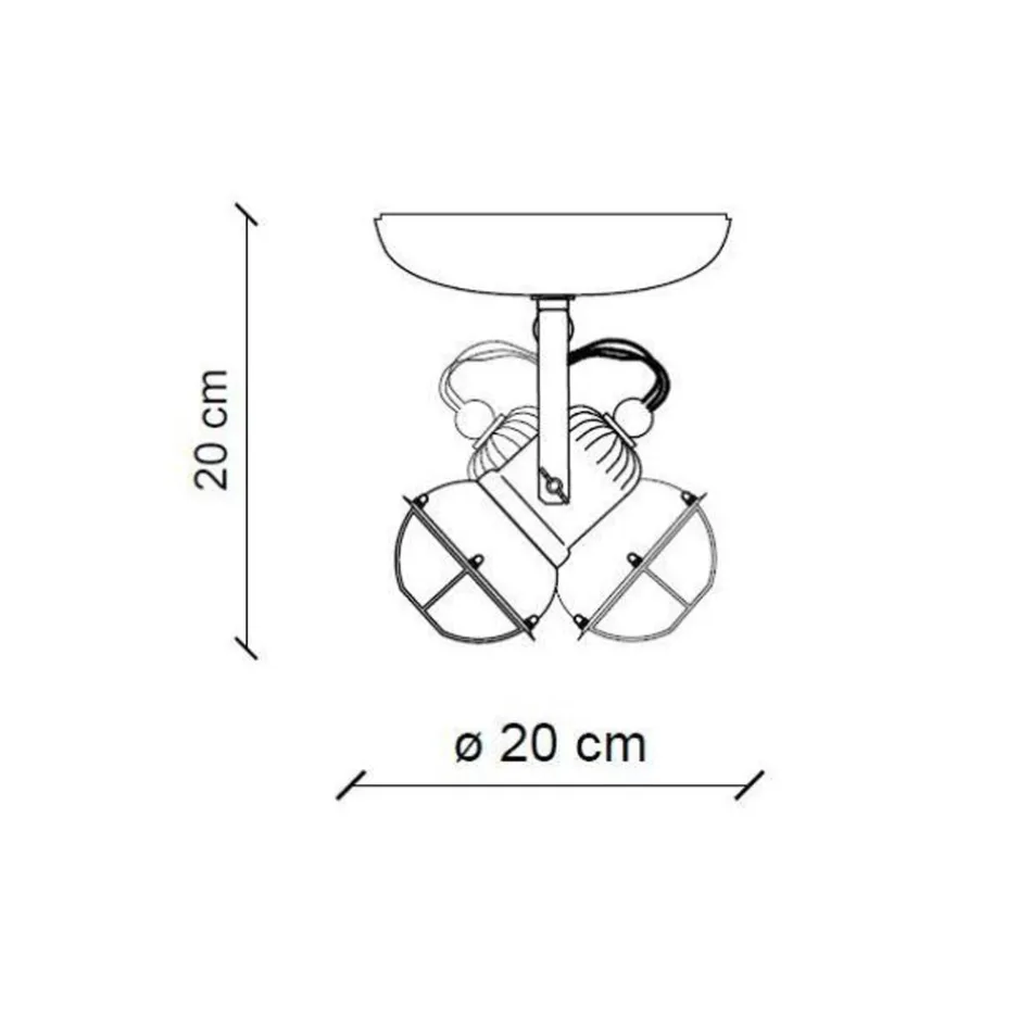 Plafón Industrial 2 Focos en Hierro y Cerámica Artesanal - Loft Viadurini