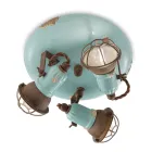 Plafón industrial 3 focos en hierro y cerámica artesanal - loft Viadurini