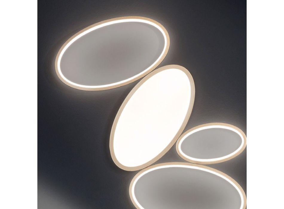 Lámpara de techo LED moderna regulable en metal blanco o dorado - Raissa Viadurini