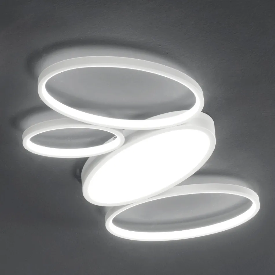 Lámpara de techo LED moderna regulable en metal blanco o dorado - Raissa Viadurini