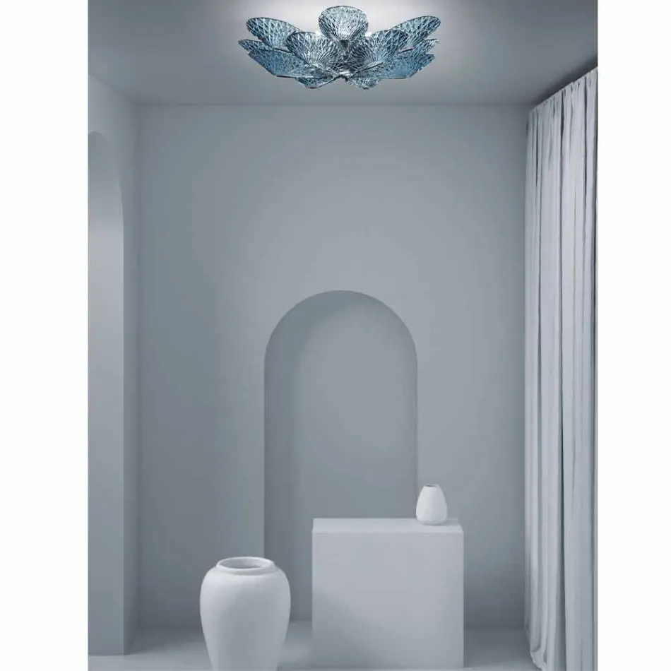 Lámpara de techo de vidrio veneciano moderna hecha a mano en Italia - Minos Viadurini