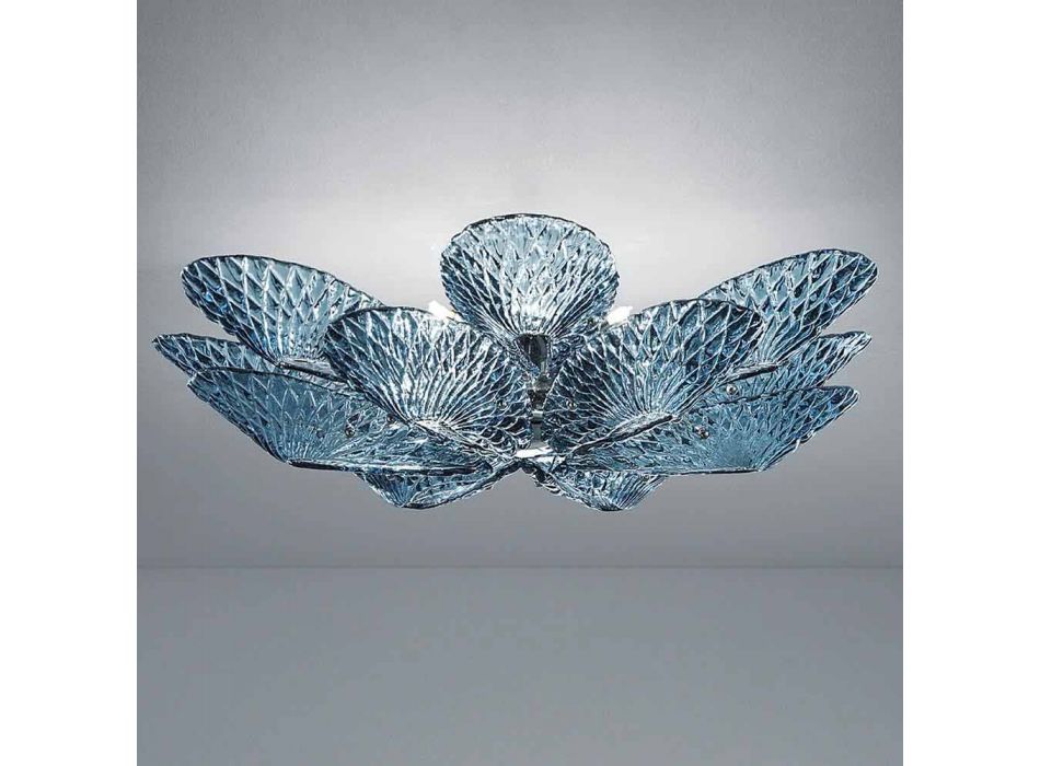 Lámpara de techo de vidrio veneciano moderna hecha a mano en Italia - Minos Viadurini