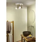 Plafón Redondo 3 Focos en Latón y Cerámica Pintada a Mano - Savona Viadurini