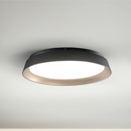 Lámpara de techo LED redonda de diseño moderno en metal negro y dorado - Rondola Viadurini
