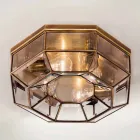 Lámpara de techo vintage de latón bruñido y vidrio, 2 tamaños, encuadernada por Il Fanale Viadurini