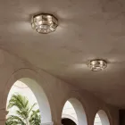 Lámpara de techo vintage de latón bruñido y vidrio 2 tamaños - Bound by Il Fanale Viadurini