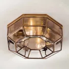 Lámpara de techo vintage de latón bruñido y vidrio, 2 tamaños, encuadernada por Il Fanale Viadurini