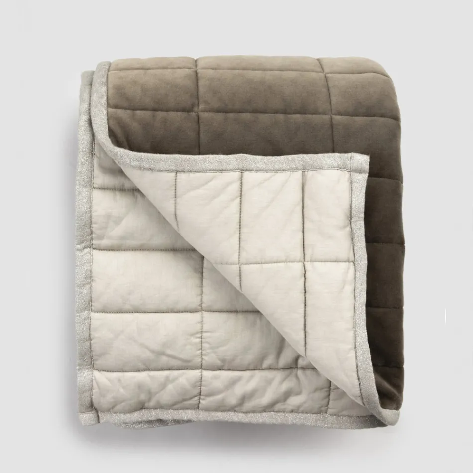 Cuadros en Satén de Algodón y Chenilla con Lurex, Tiza o Borde Retro - Tortoro Viadurini