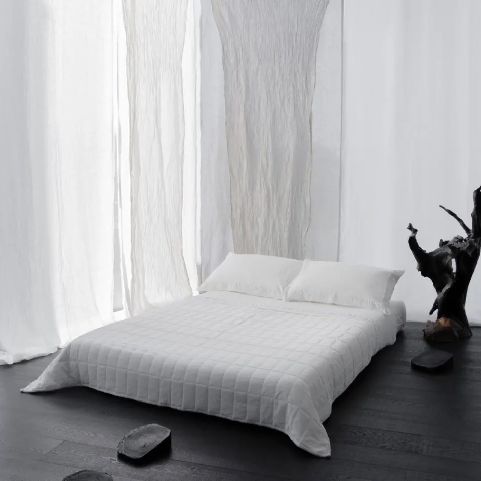 Cuadros en Satén de Algodón y Chenilla con Lurex, Tiza o Borde Retro - Tortoro Viadurini