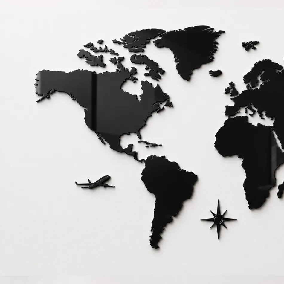Artemia - Mapa mural de plexiglás de 3 colores, fabricado en Italia. Viadurini