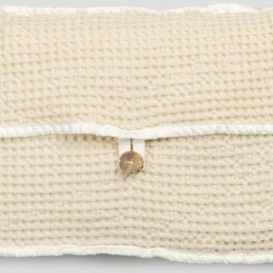 Clutch de algodón blanco natural nido de abeja con botón de nácar - Anteha Viadurini