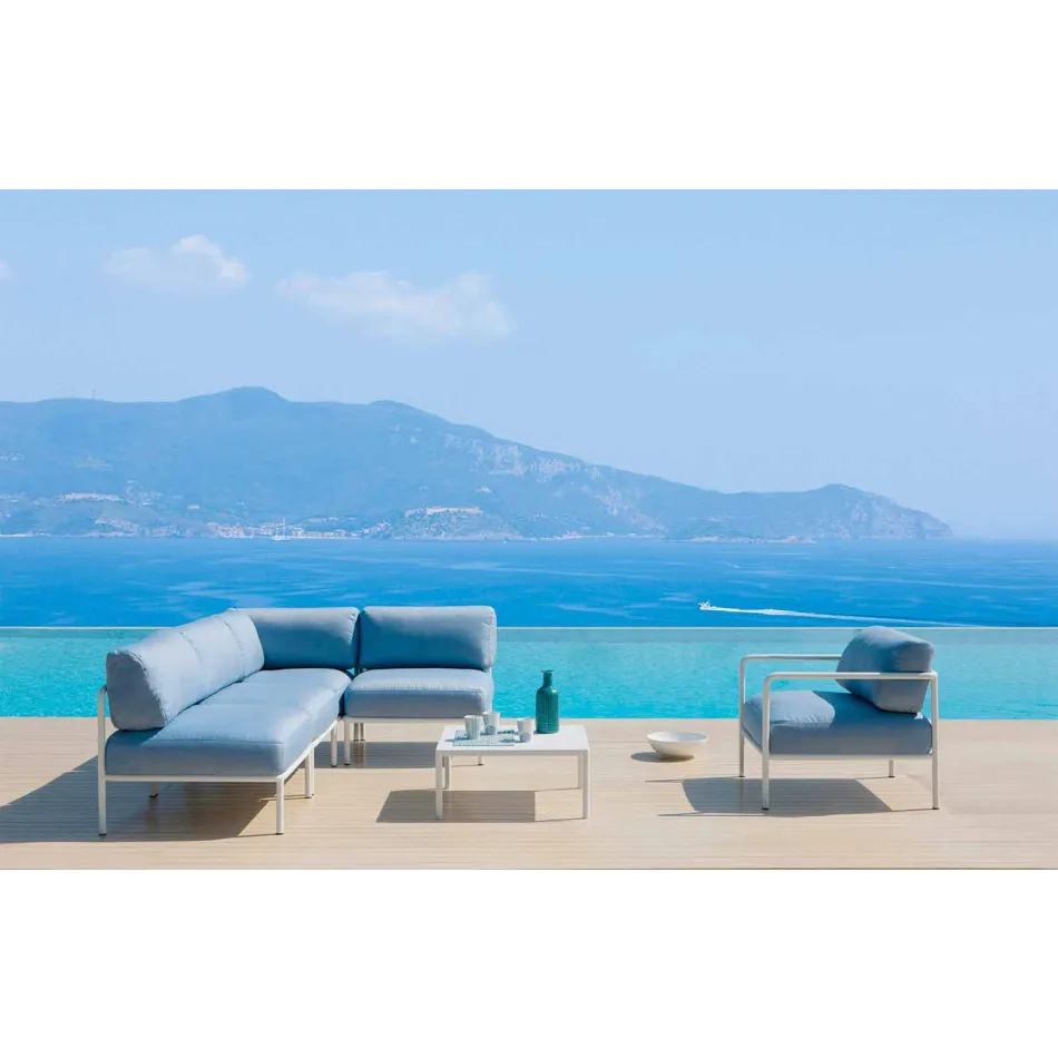 Sillón Central Modular para Exterior en Metal y Tela Made in Italy - Cola Viadurini