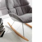 Sillón mecedora con cojín gris suave con tapizado moderno de Acacia extraíble Viadurini