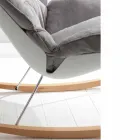 Sillón mecedora con cojín gris suave con tapizado moderno de Acacia extraíble Viadurini