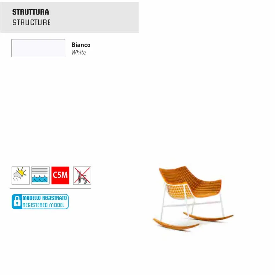 Sillón mecedora de jardín Varaschin Summer Set en acero y madera Viadurini