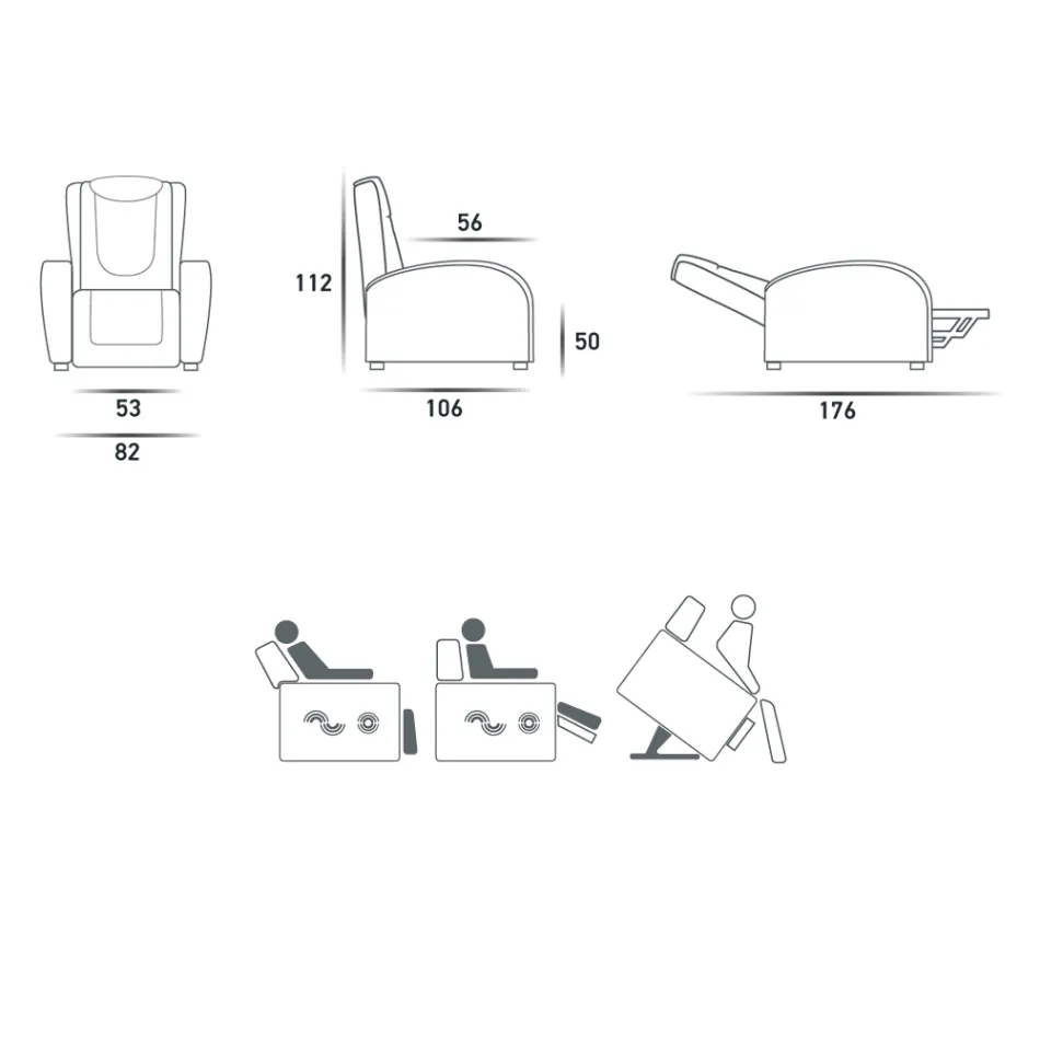 Sillón elevador de 2 motores con masaje shiatsu hecho en Italia Bria Viadurini