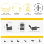 Sillón elevable de tela con funciones Lift, Relax y Bed - Romina Viadurini