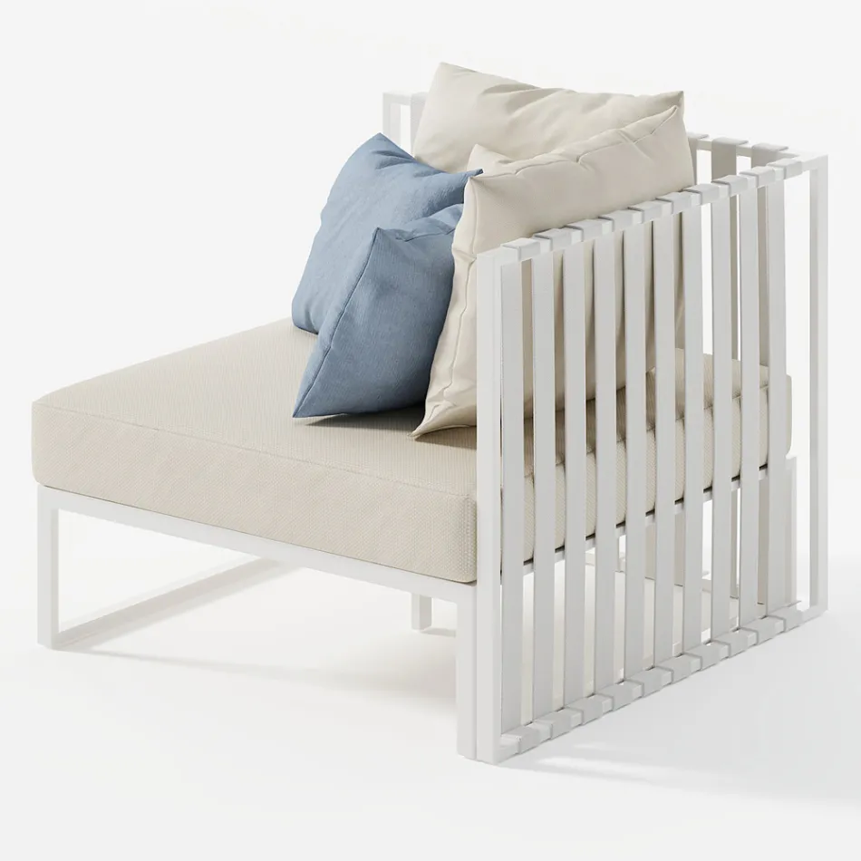 Sillón de exterior de esquina derecha en aluminio y correas Made in Italy - Juliediv Viadurini