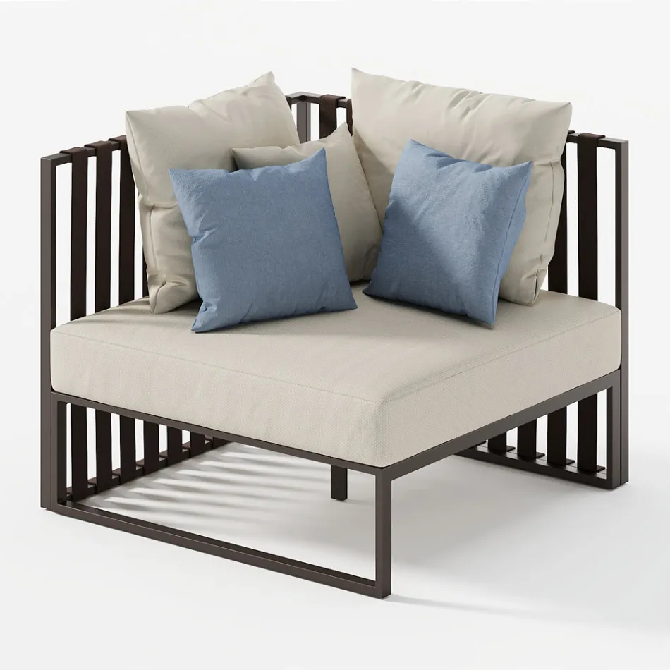 Sillón de exterior de esquina derecha en aluminio y correas Made in Italy - Juliediv Viadurini