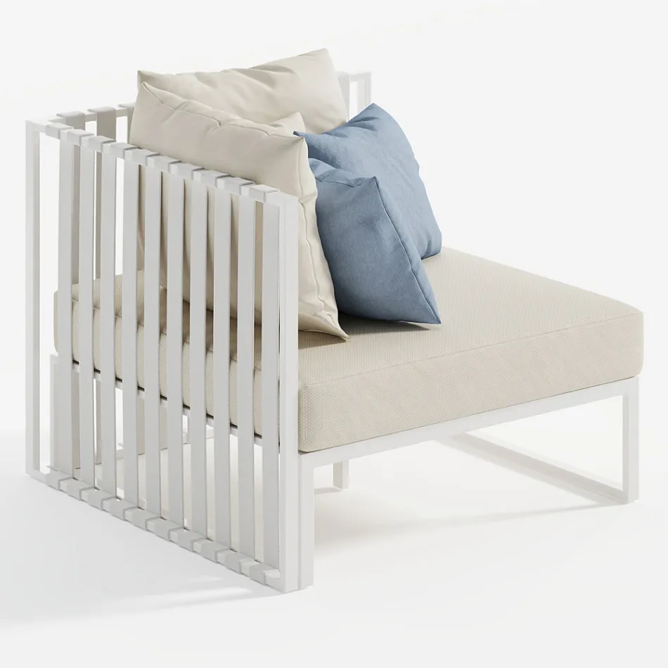 Sillón de exterior de esquina izquierda en aluminio y correas Made in Italy - Juliediv Viadurini