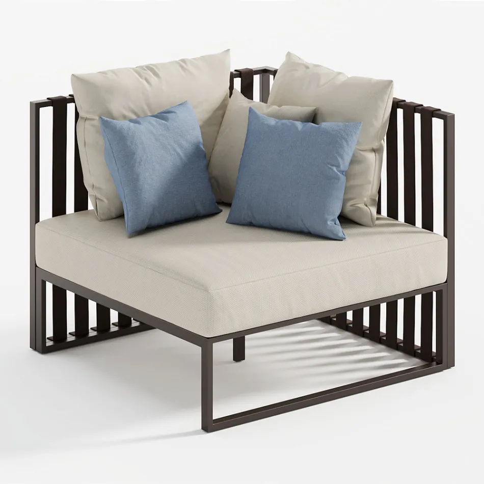 Sillón de exterior de esquina izquierda en aluminio y correas Made in Italy - Juliediv Viadurini