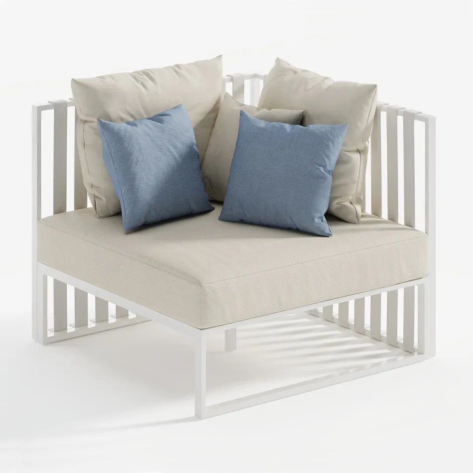 Sillón de exterior de esquina izquierda en aluminio y correas Made in Italy - Juliediv Viadurini