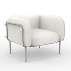 Sillón bajo de exterior con asiento acolchado Made in Italy - Macetero Viadurini