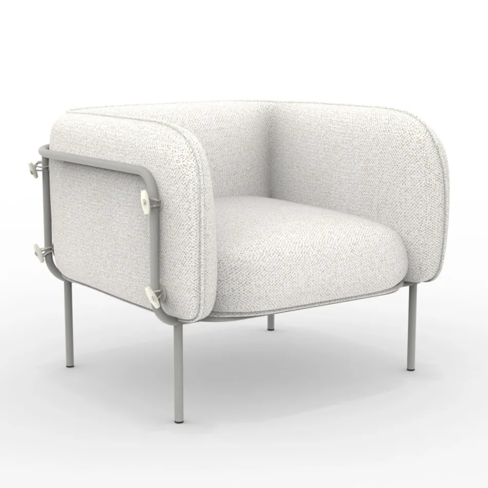 Sillón bajo de exterior con asiento acolchado Made in Italy - Macetero Viadurini