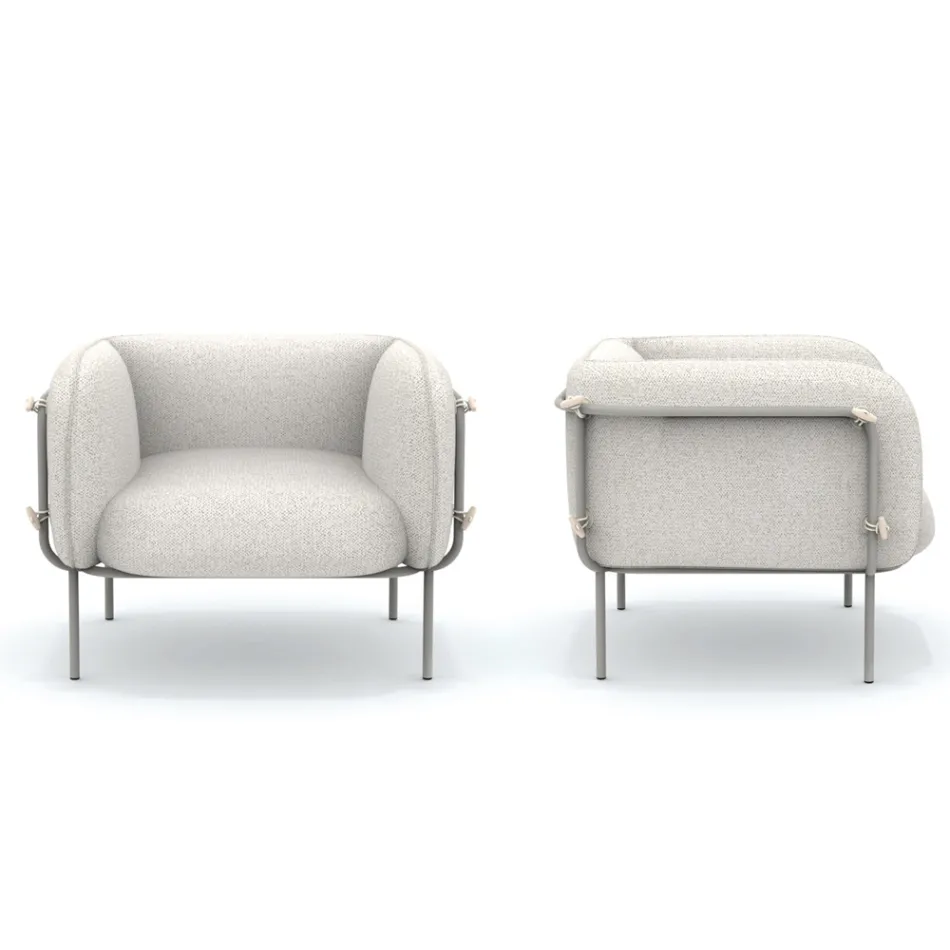 Sillón bajo de exterior con asiento acolchado Made in Italy - Macetero Viadurini