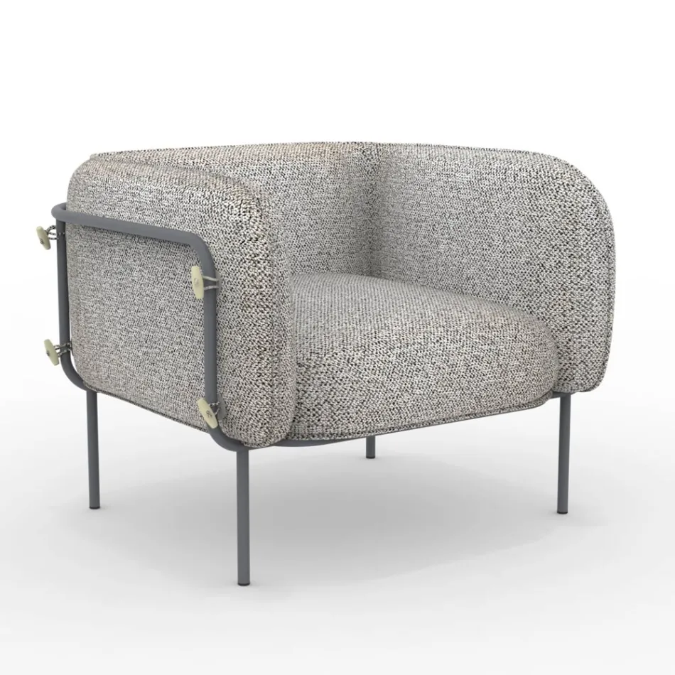 Sillón bajo de exterior con asiento acolchado Made in Italy - Macetero Viadurini