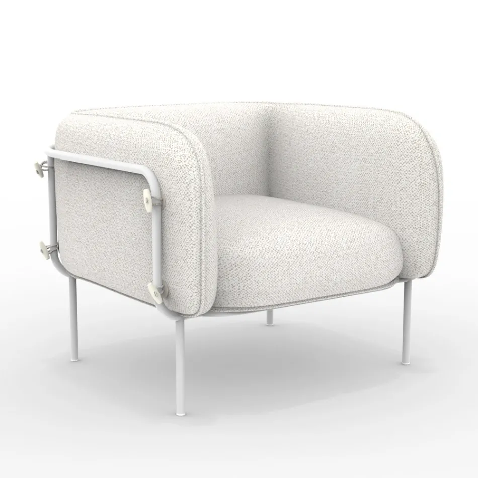 Sillón bajo de exterior con asiento acolchado Made in Italy - Macetero Viadurini