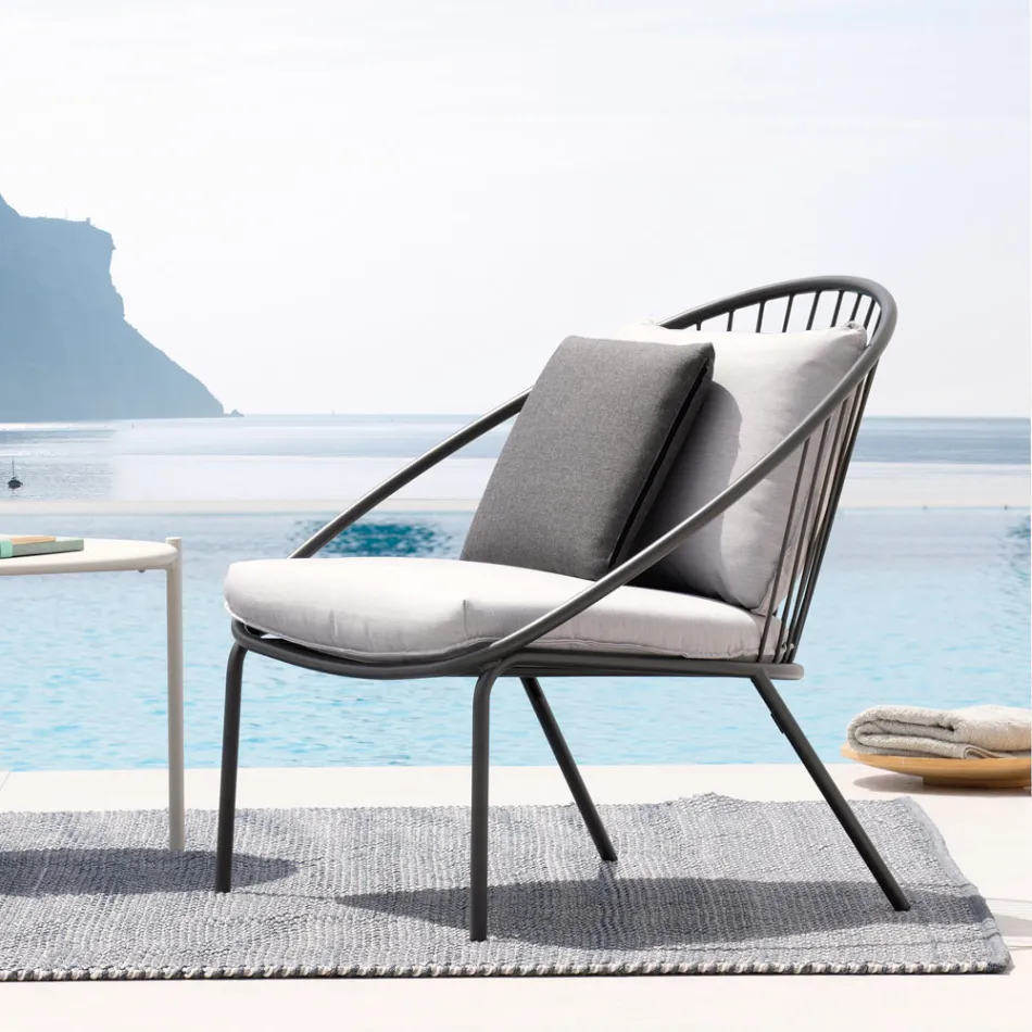 Sillón de jardín bajo apilable en acero Made in Italy - Sansa Viadurini