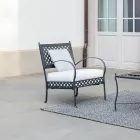 Sillón de jardín bajo en acero galvanizado con reposabrazos Made in Italy - Selvaggia Viadurini