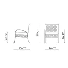 Sillón de jardín bajo en acero galvanizado con reposabrazos Made in Italy - Selvaggia Viadurini