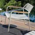 Sillón de jardín bajo de aluminio y respaldo de cuerda - Resplandeciente