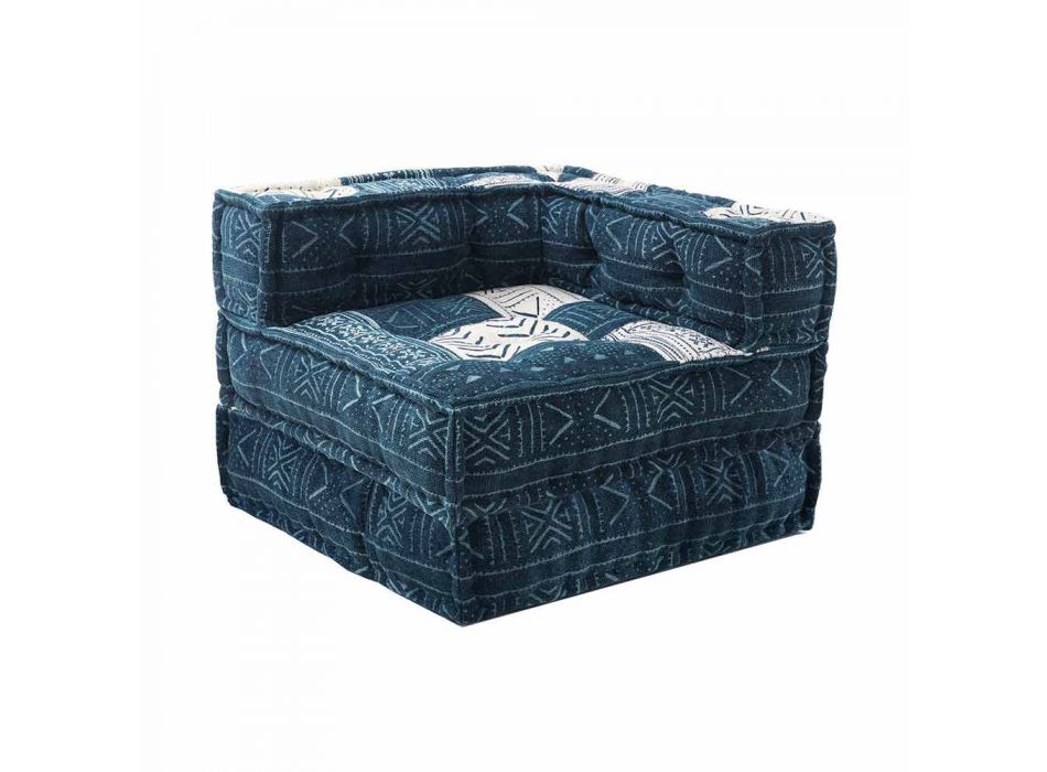 Sillón Chaise Longue de diseño étnico en algodón patchwork, para sala de estar - Fibra Viadurini
