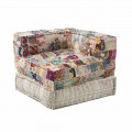 Sillón Chaise Longue de diseño étnico en algodón patchwork, para sala de estar - Fibra
