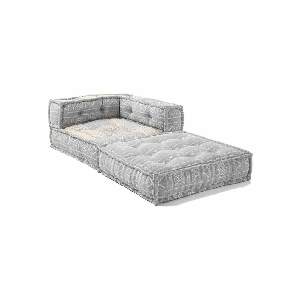 Sillón Chaise Longue de algodón patchwork para salón de diseño étnico - Fibra Viadurini