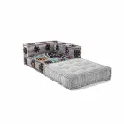 Sillón Chaise Longue de algodón patchwork para salón de diseño étnico - Fibra Viadurini