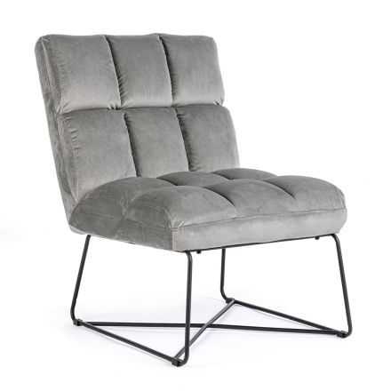 Sillón clásico en acero y asiento tapizado en terciopelo bicolor - Guire Viadurini