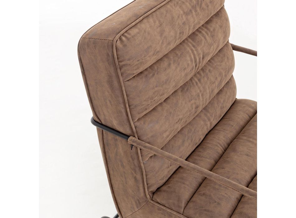 Sillón clásico en acero y piel sintética de diseño marrón o negro - Kendy Viadurini